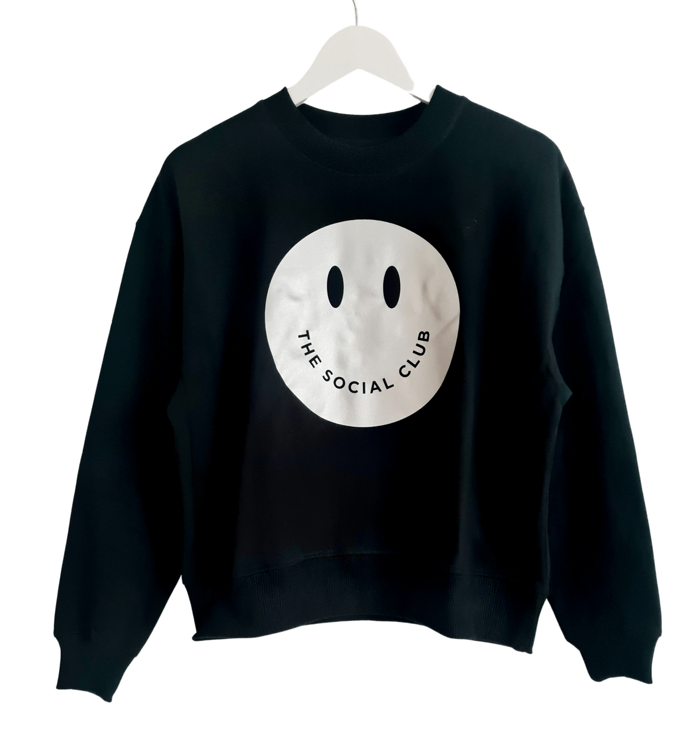 Black & Silver Happy Face Sweatshirt - 100% Organic Cotton