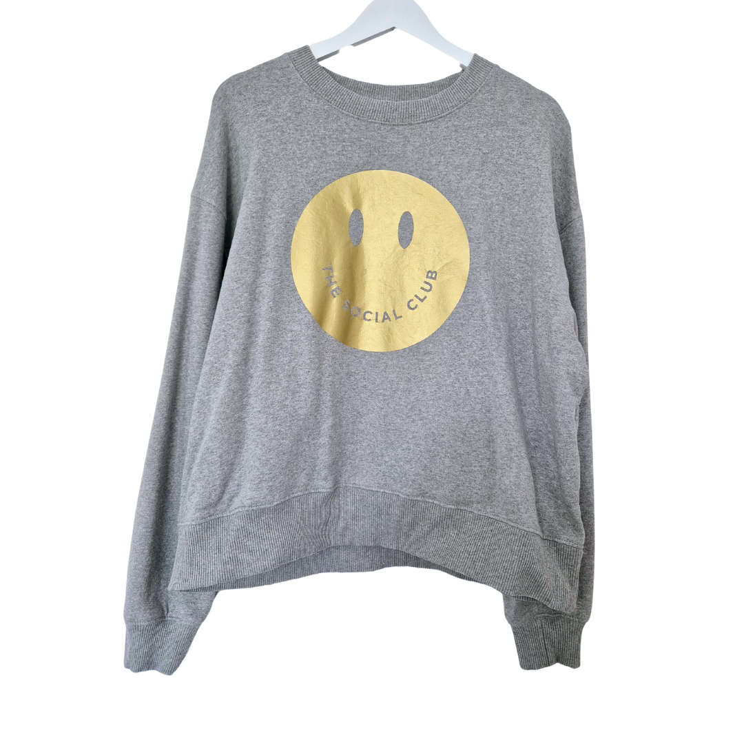 PRELOVED Grey & Gold Boxy Sweatshirt - SIZE L