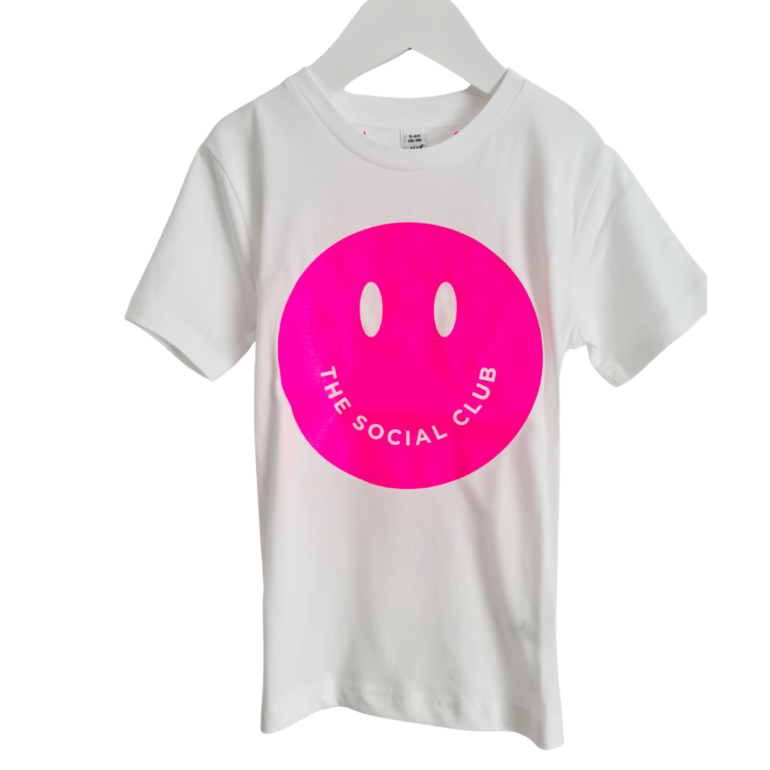 Kids Yellow Neon Pink Face 100% Organic Cotton Tshirt